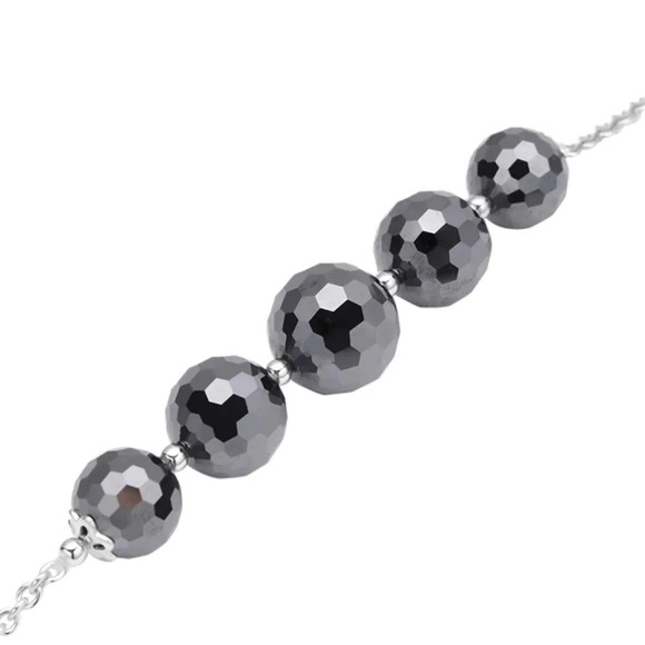 28.85ctw Black Genuine Moissanite Beaded Bracelet. - Picture 4 of 6